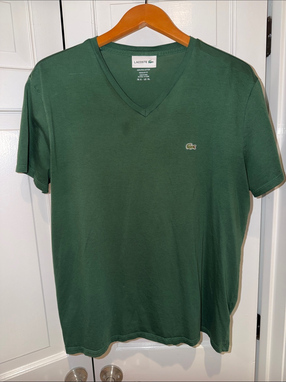 Lacoste Men's V-Neck Short Sleeve Tee - Forest Green